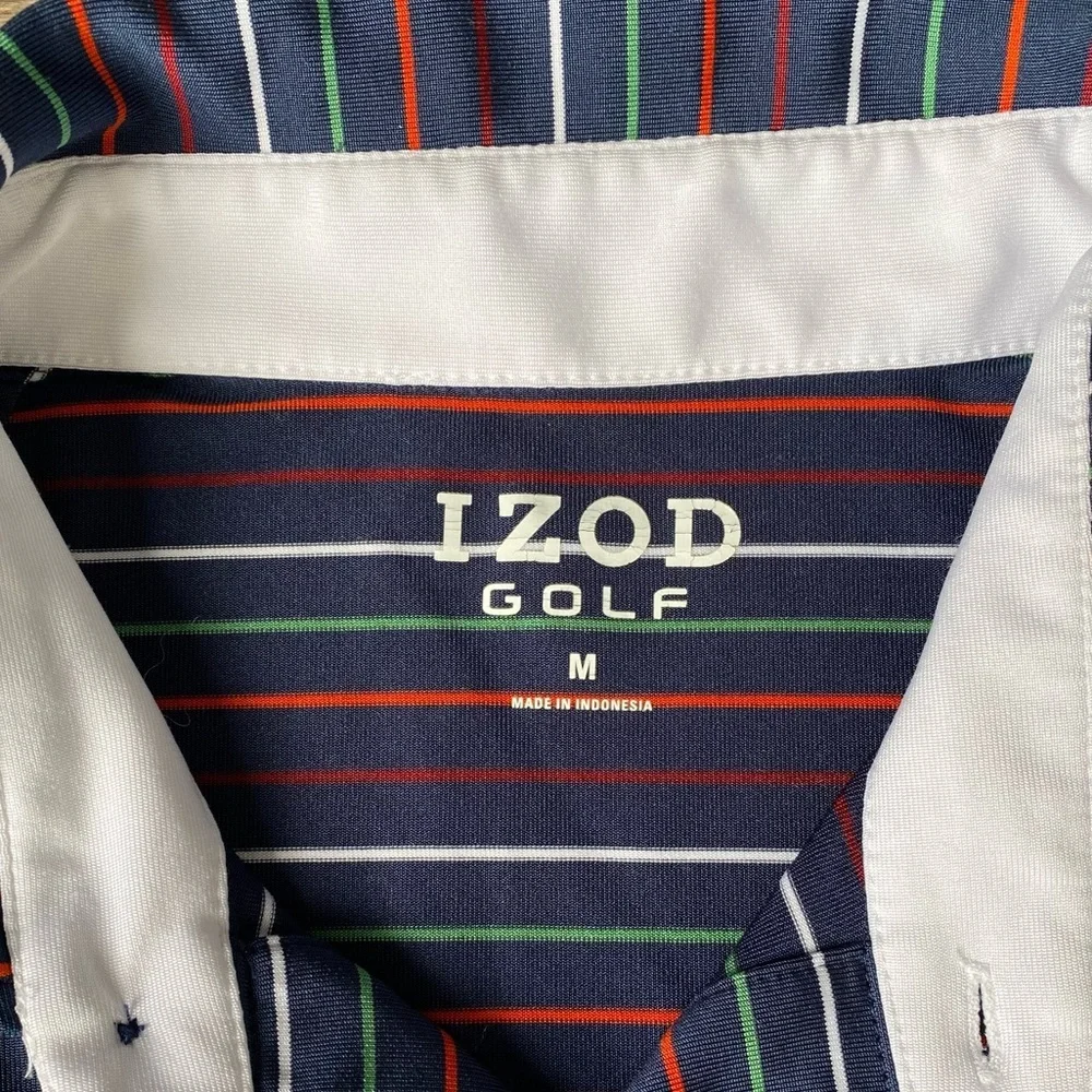 Izod Men's Multicolor Striped Golf Polo Shirt Size M - Picture 4 of 5